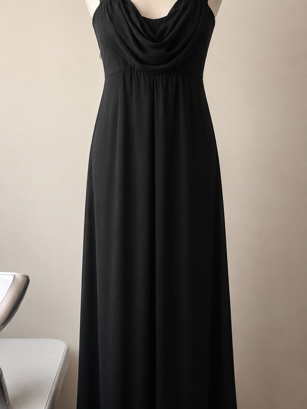 Birdy Grey Black Cowl-Neck Formal Sz L New